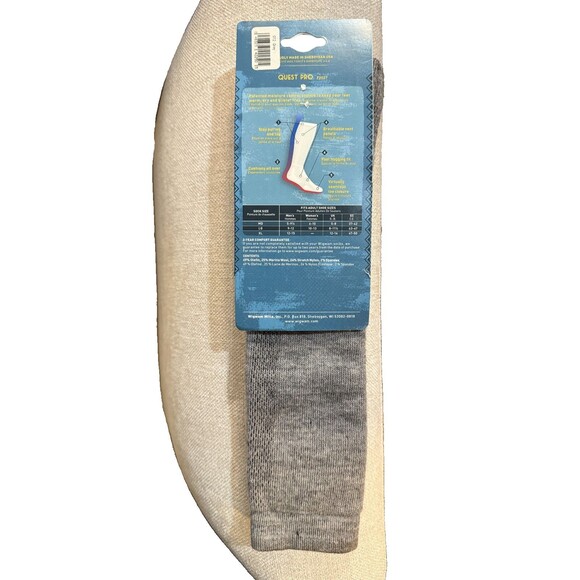 Wigwam Quest Pro Merino Wool Blend Tall Boot Socks Gray MD Over-Calf Made In USA - Picture 4 of 5